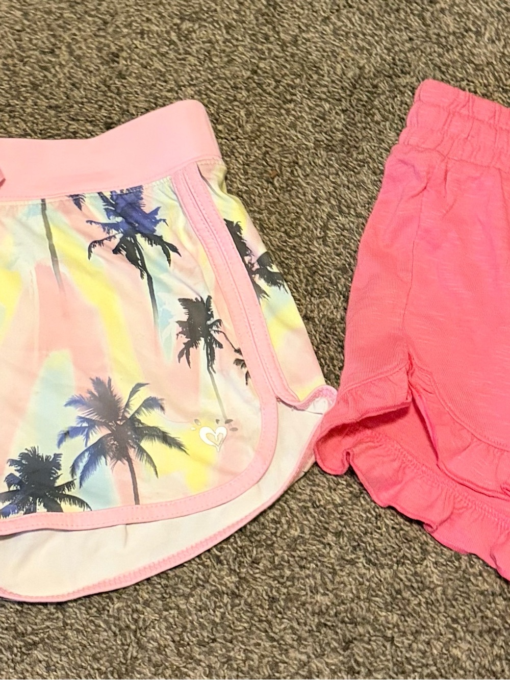 Girls Bundle of 2 Shorts Pink Palm Trees Ruffles Size 10 EUC